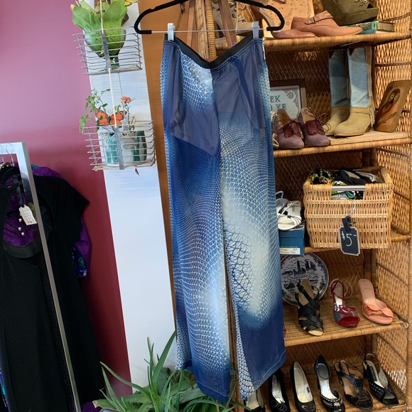 Blue Water Print Sheer Fancy Pants Size Large - Picture 2 of 8